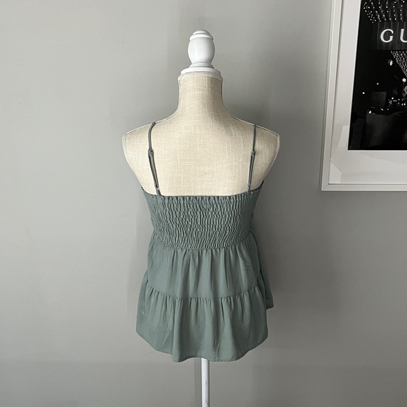 Paper Crane Smocked Sage Tank Top - Picture 2 of 3